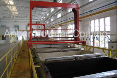 Stainless steel immersion tank with overhead crane